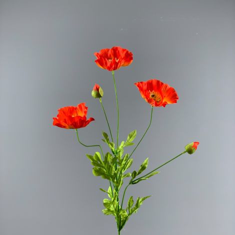 Poppy Bunch, Orange,74 cm artificial flower & foliage