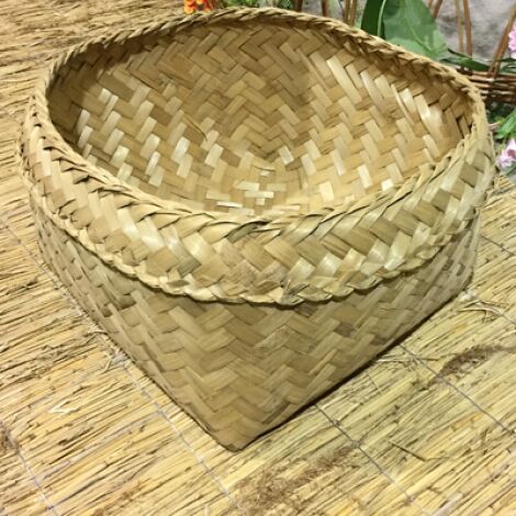 Square Bamboo Fruit Basket, approx. 45 cm square x 25 cm deep, hand woven - RENTAL ONLY