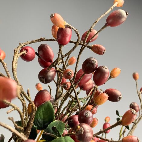 Rose Hip Branch, 85cm artificial berries and foliage, posable stem