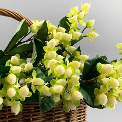 Hypericum Berries, cream 72 cm, artificial foliage, posable stems 