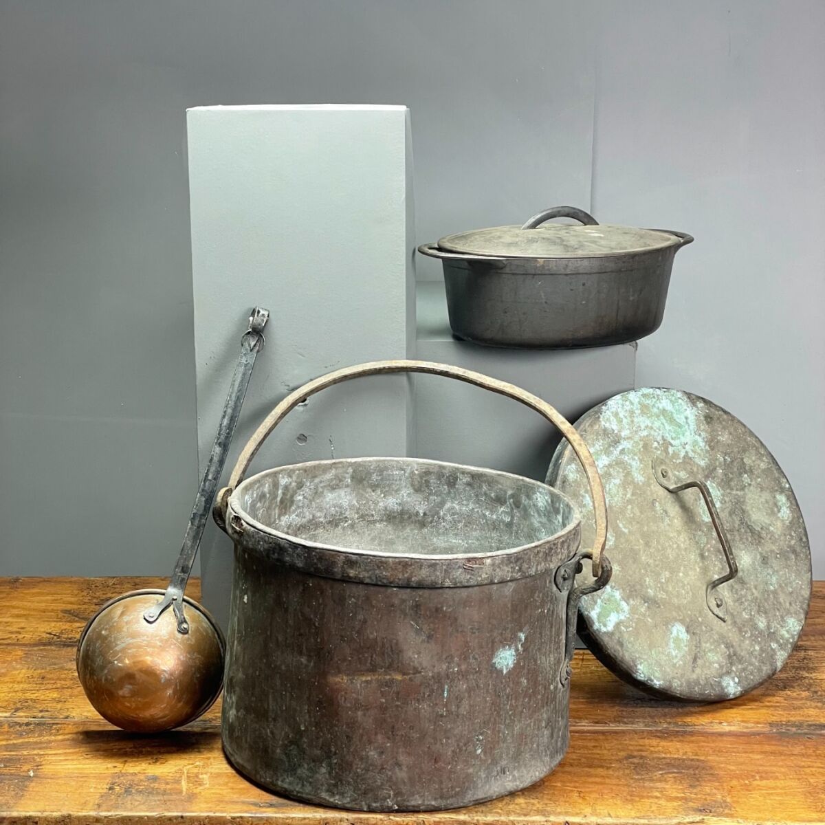 Tarnished Cooking Pots and Ladle - RENTAL ONLY - Brandon Thatchers