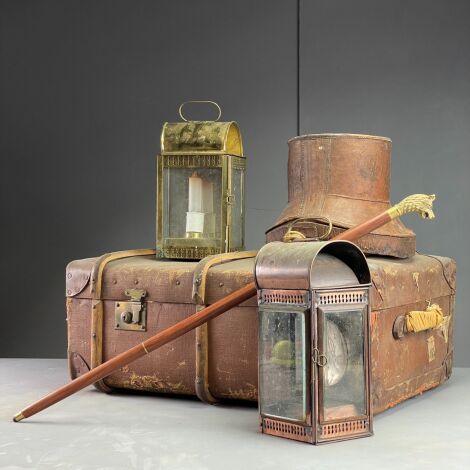 Brandon Thatchers Props Vintage Brass Carriage Lamps (x2 available) - RENTAL ONLY