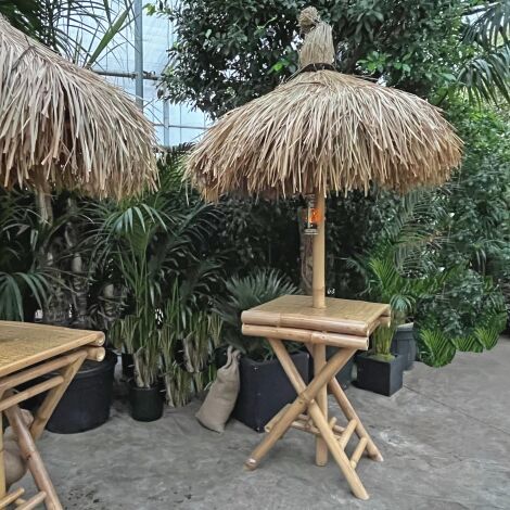 Thatched Parasol with Bamboo Table