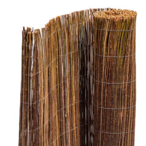 Willow Screening Roll, approx. 4 m wide by 2 m high with wire binders. Natural, budget screening