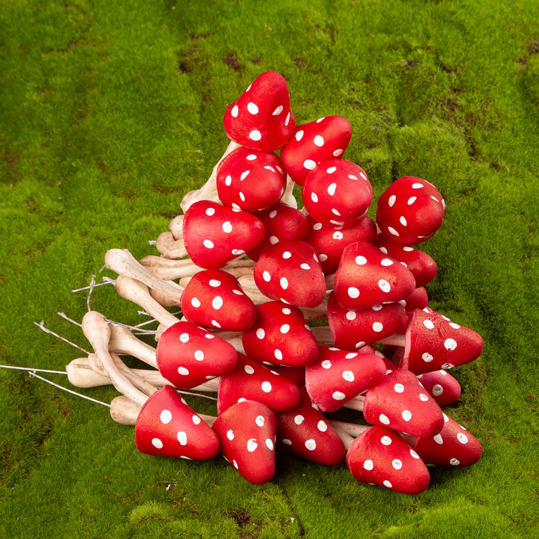 Faux Fungi Toadstools & Mushrooms, up to 13 cm tall by 6 cm