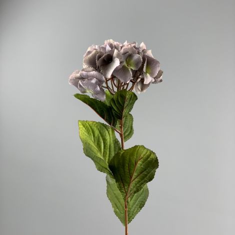 Hydrangea, Grey, 70 cm tall artificial blossom, poseable stem