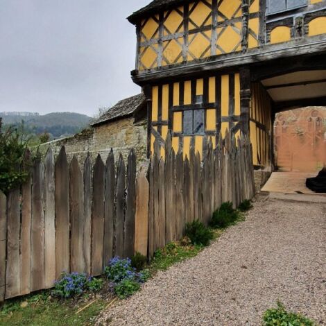 Medieval Fencing Panel, approx. 4’6" (1.4 m) high, 6' (1.8 m) wide. Craftsman made and aged.