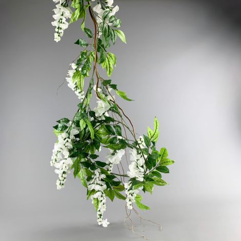 Wisteria Garland, Cream, 2m long artificial blooms, poseable stem