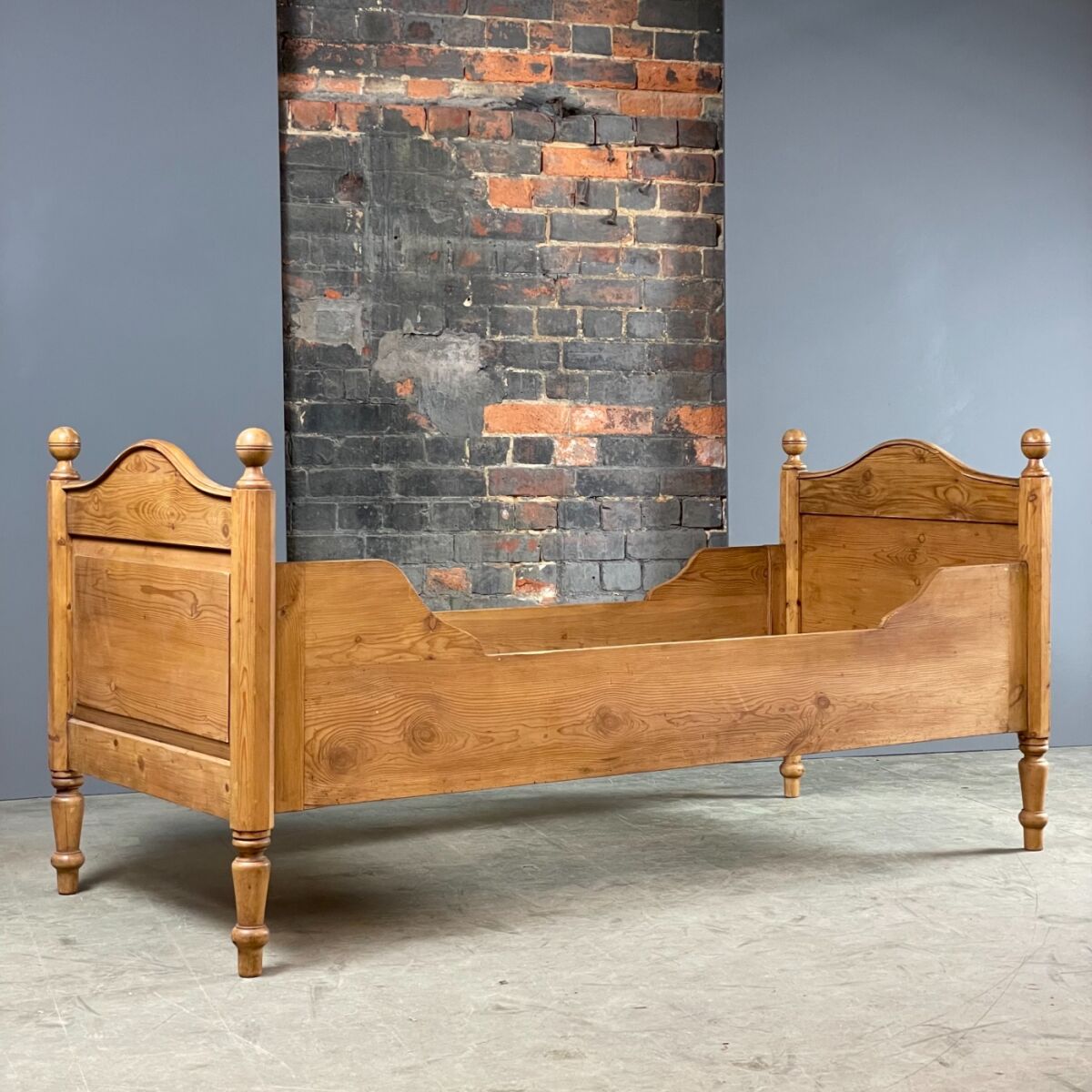 Pine sleigh cot sales bed