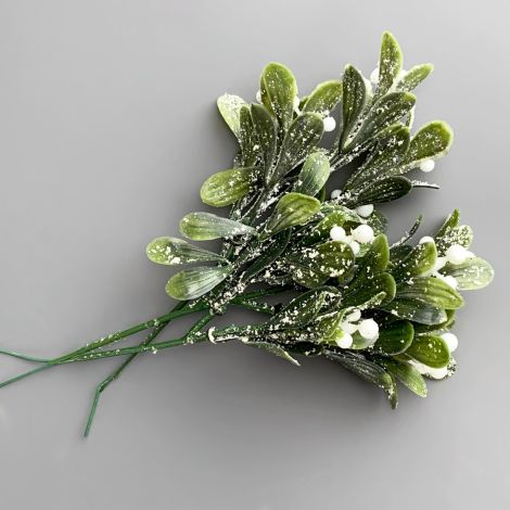 Mistletoe Frosted Sprig, 20 cm artificial leaves and berries