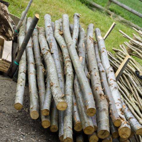 Rustic Round Poles With Bark. Approx. dia. 3, 4, or 6". 3.6 m length. Grown & logged in the UK