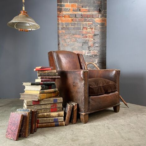 Period Brown Leather Armchair - RENTAL ONLY