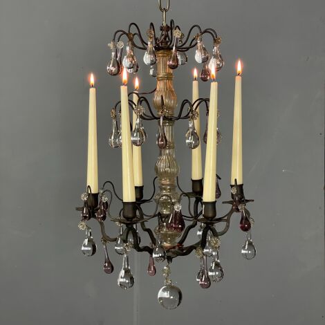 Glass Droplet Candelabra Chandelier - RENTAL ONLY