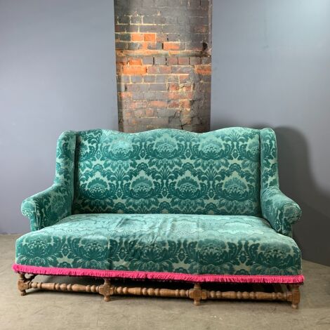 Flock Velvet Roll Arm Sofa - RENTAL ONLY