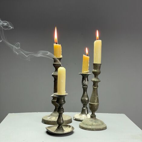 Period Pewter Candlesticks - RENTAL ONLY