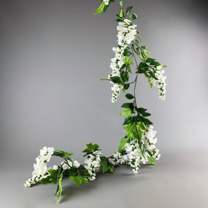 Wisteria Garland, Cream, 2m long artificial, poseable stem