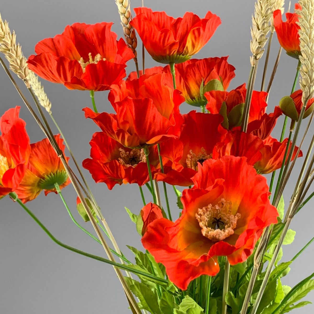 Poppy Bunch, Orange,74 cm artificial Flower & foliage