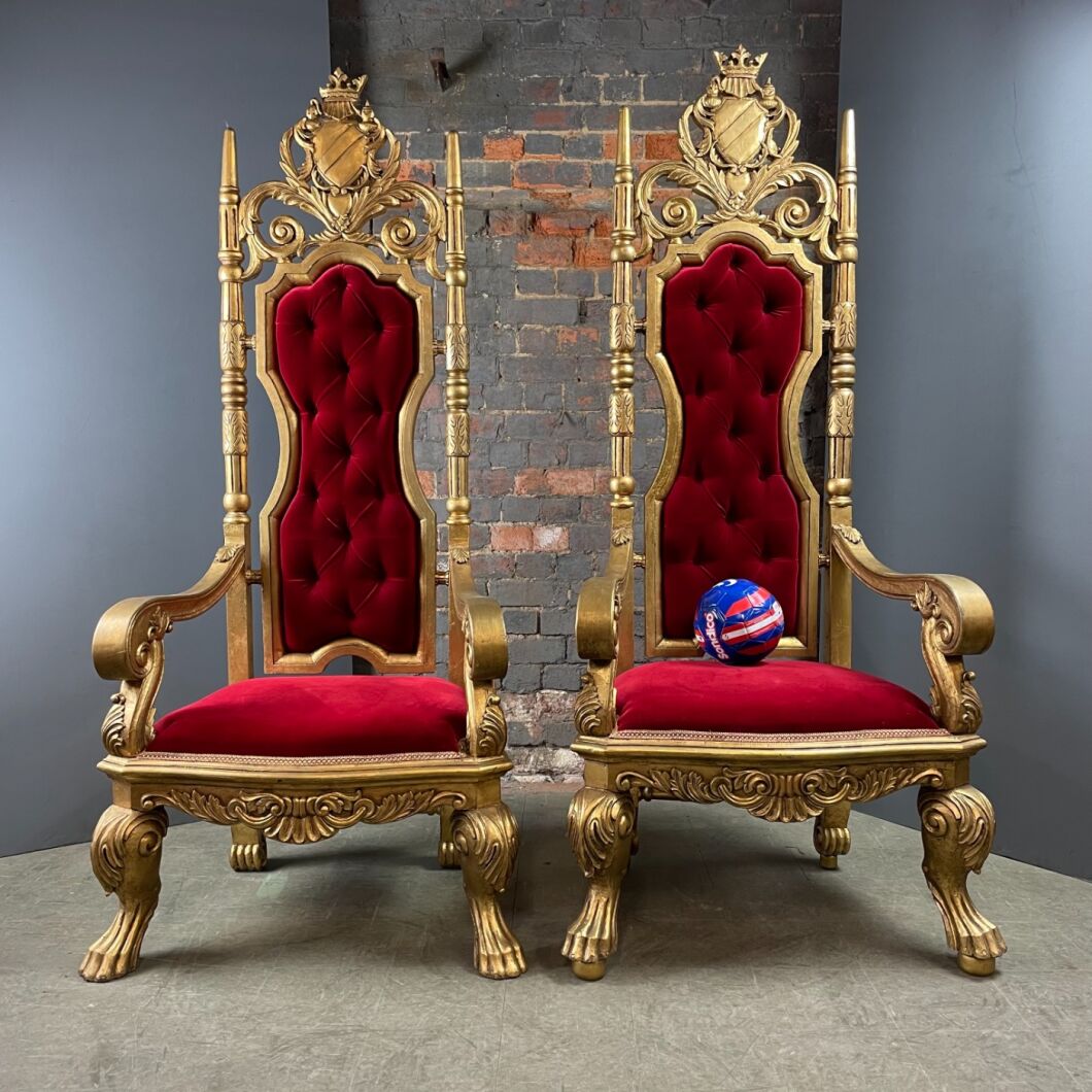 Gilded King and Queen Throne Chairs RENTAL ONLY Brandon Thatchers