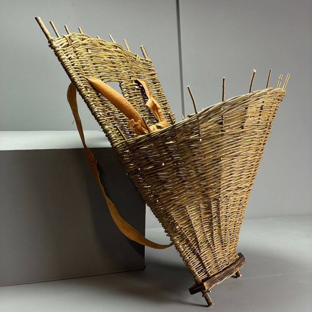 Medieval Straw Basket Backpack Canvas Backpack Kuoin Medieval