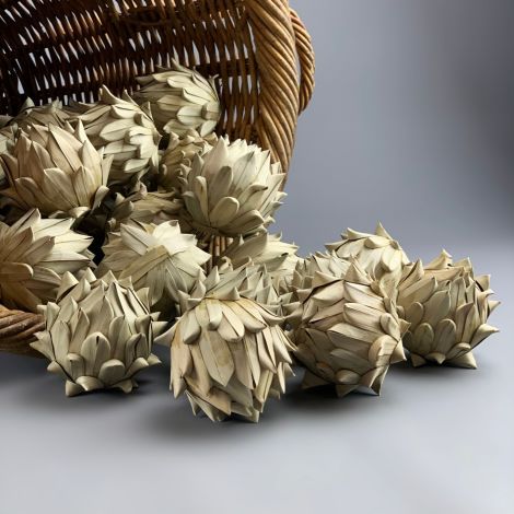 Date Artichoke x 3, 8 cm diameter, Natural Floral Deco