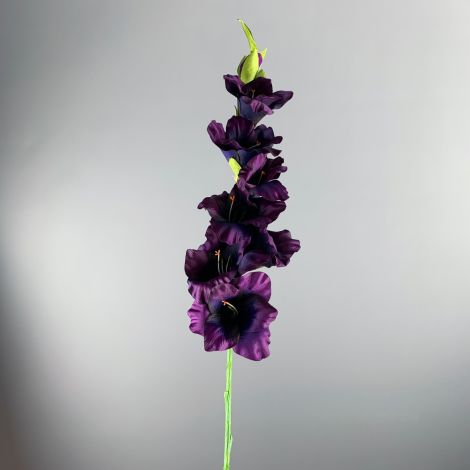 Gladiola, Damson 96 cm tall artificial bloom on poseable wire stem