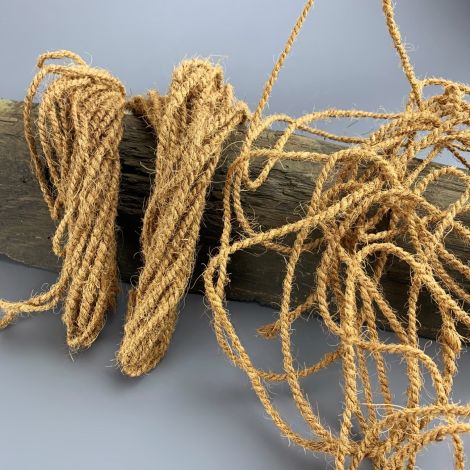 Coir Twine Hanks x 3, Each Hank 10 m Long, 4 mm Diameter, Natural Rope