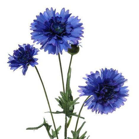 Cornflower Blue 65cm long artificial bloom, with poseable wire stem