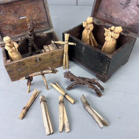 Wooden Collection Boxes with Hedge Witch Artifacts - RENTAL ONLY