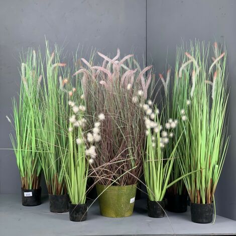 Artificial Flowers - www.BrandonThatchers.co.uk Artificial Grasses in Pots. Three styles available