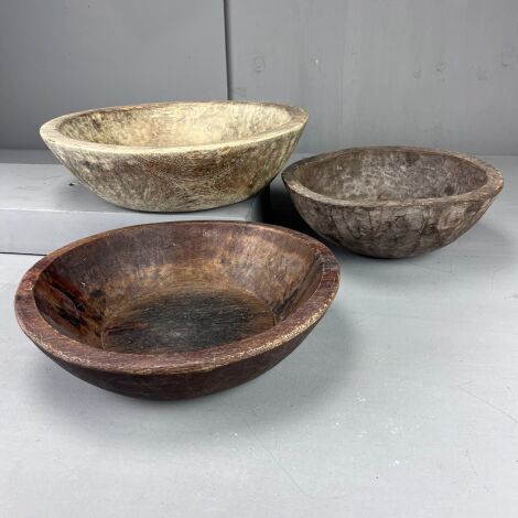 Hand Carved Wooden Bowls (Set of 3) - RENTAL ONLY