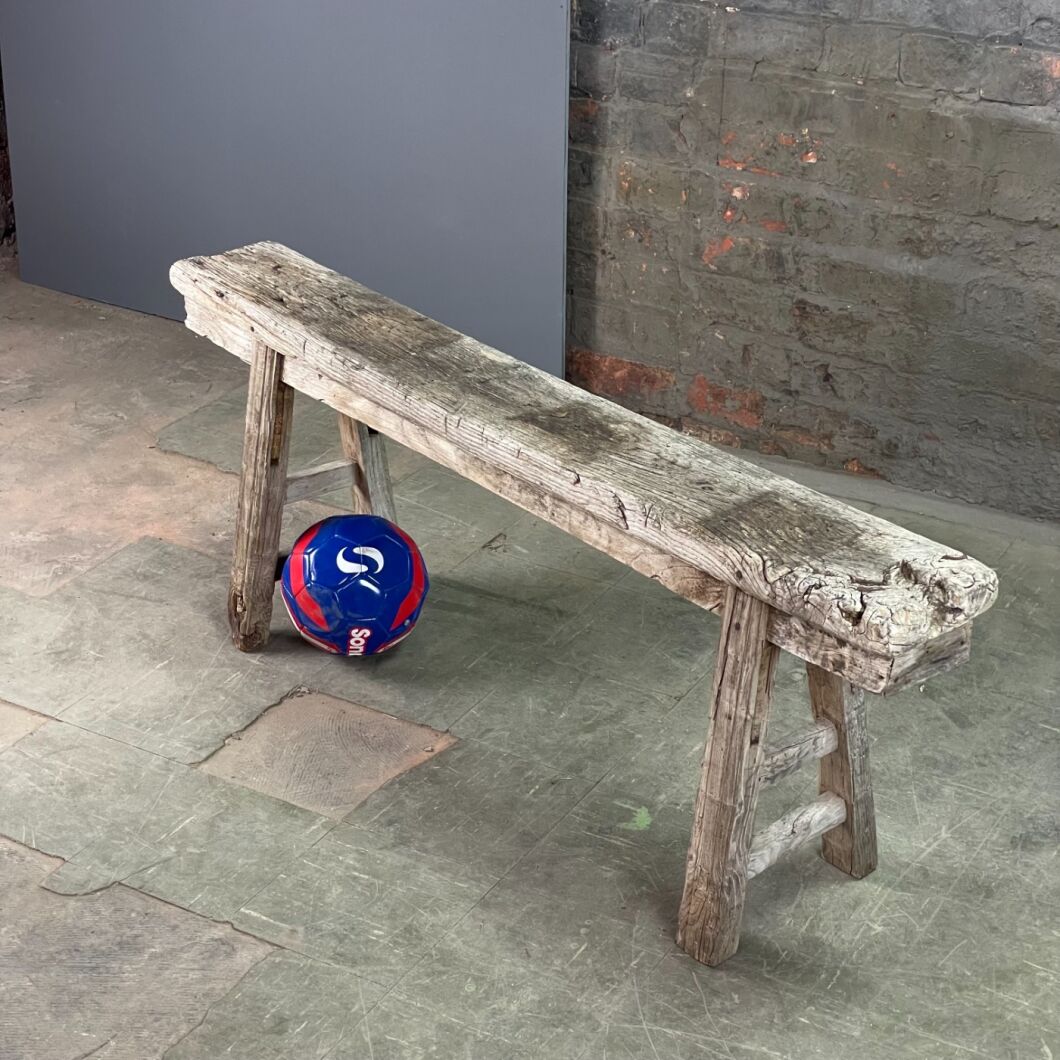 Small rustic wooden bench deals