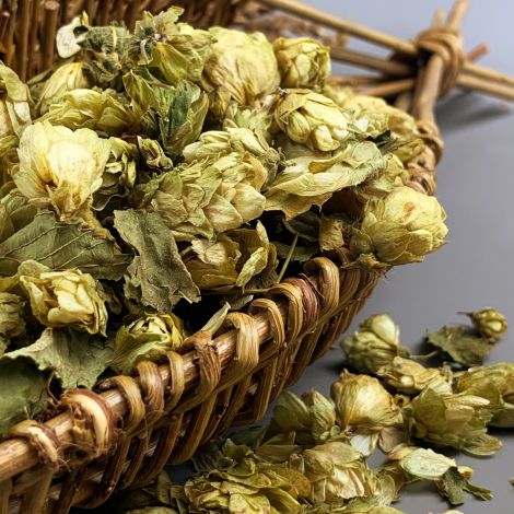 Hop Flowers – www.BrandonThatchers.co.uk Confetti Hop Flowers, sage green, 100 g bag,  fully bio-degradable, natural, dried, indigenous product. Grown in UK