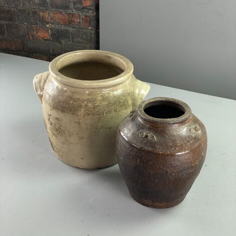 Ceramic Ravello Pot and Brown Jar - RENTAL ONLY