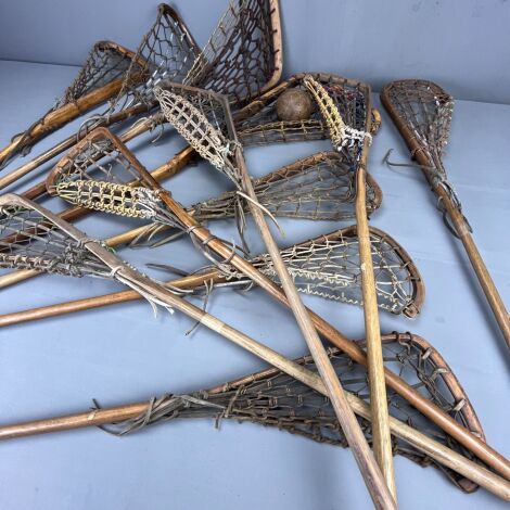 Vintage Lacross Sticks and Ball (Set of 12) - RENTAL ONLY