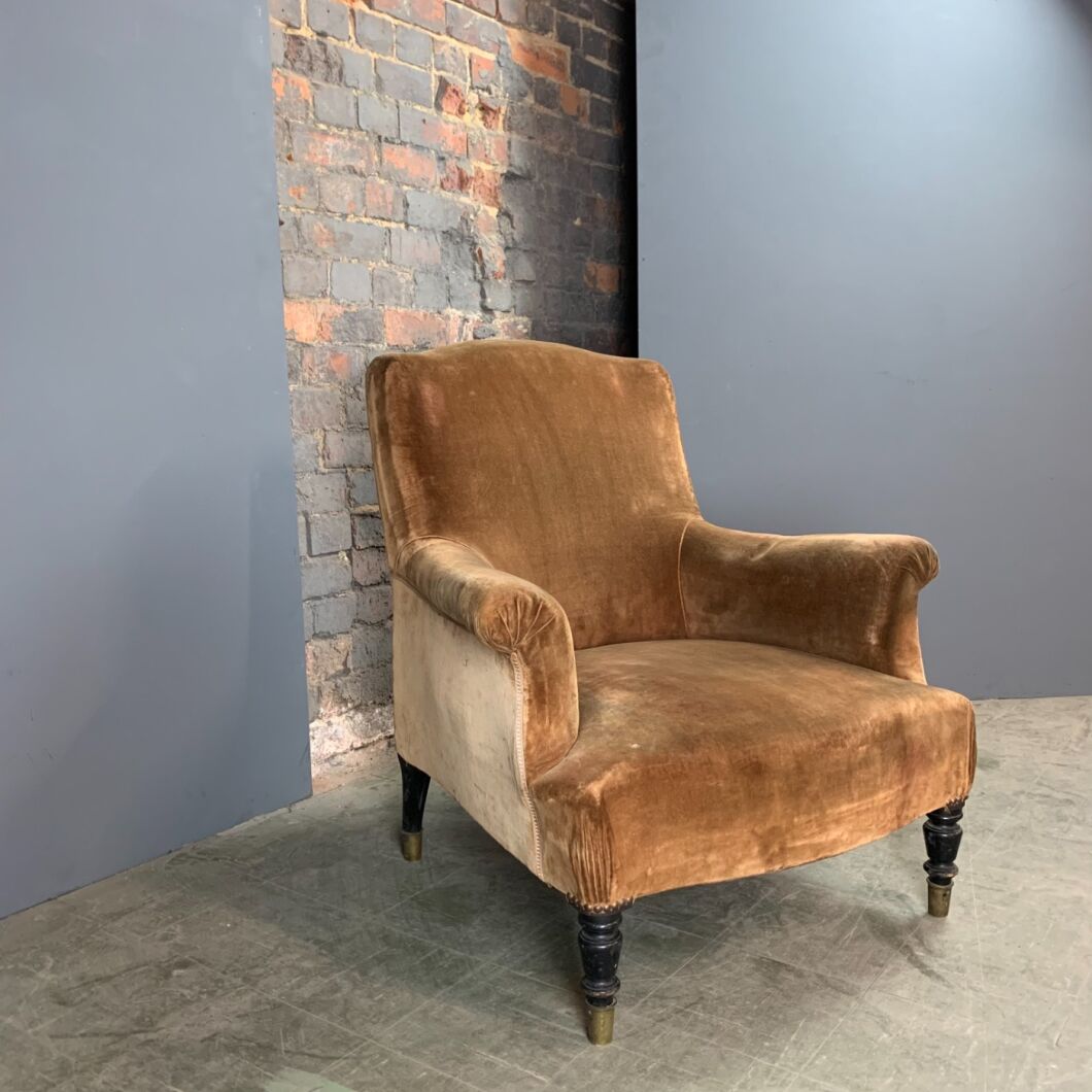 Period Tan Velvet Armchair RENTAL ONLY Brandon Thatchers