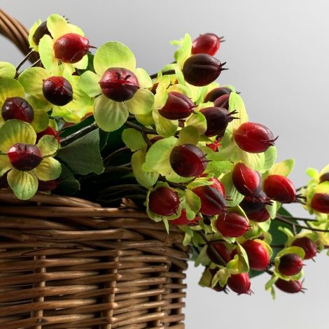 Hypericum Berries, red 72 cm, artificial foliage, posable stems