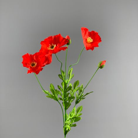 Poppy Bunch, Red,74 cm flower & foliage
