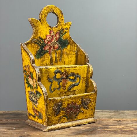 Floral Painted Wooden Letter Holder - RENTAL ONLY