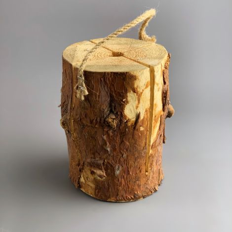 Swedish Campfire Log, approx. 18 cm tall by 25 cm diameter.  