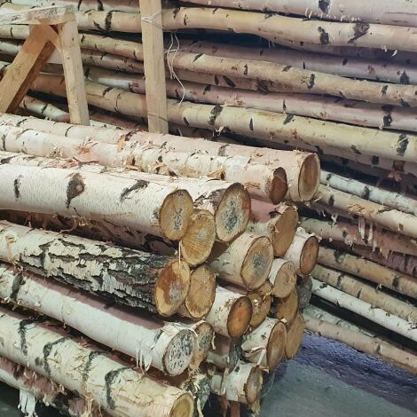 Silver Birch Poles With Bark, various diameters x 3.6 meters long. Kiln dried, Clean.