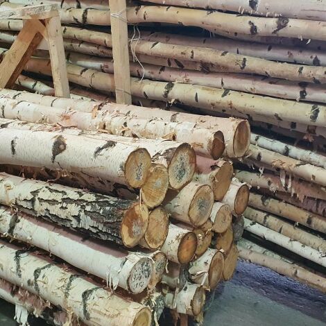 Silver Birch Poles With Bark, approx. dia. 2.5" TO 3", 2.4m length. Kiln dried, Clean.