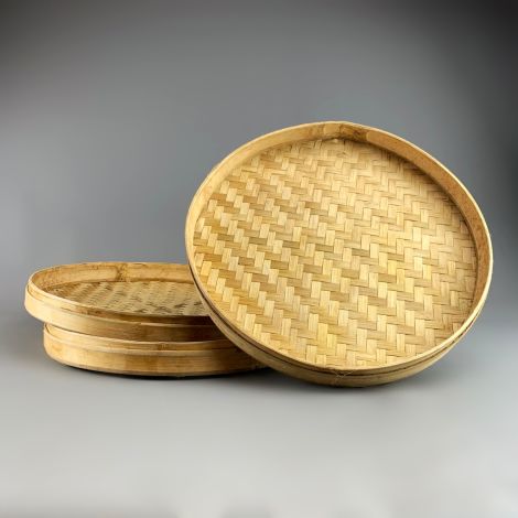 Bamboo Round Platter/ Basket, approx. 50 cm diameter x 5 cm deep, hand woven - RENTAL ONLY