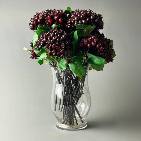 Hawthorn Berry Cluster Red, 33 cm long, poseable stems