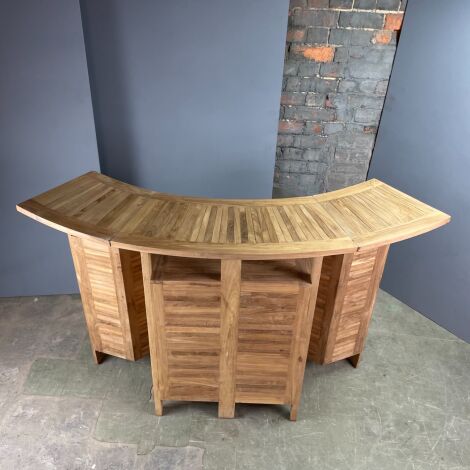 Teak Curved Bar (2 Available) - RENTAL ONLY