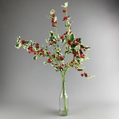 Holly Sprig Variegated, 92 cm of artificial berries & leaves