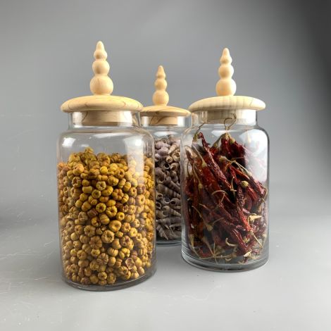 Glass Apothecary Jars with Lids (Set of 28) - RENTAL ONLY