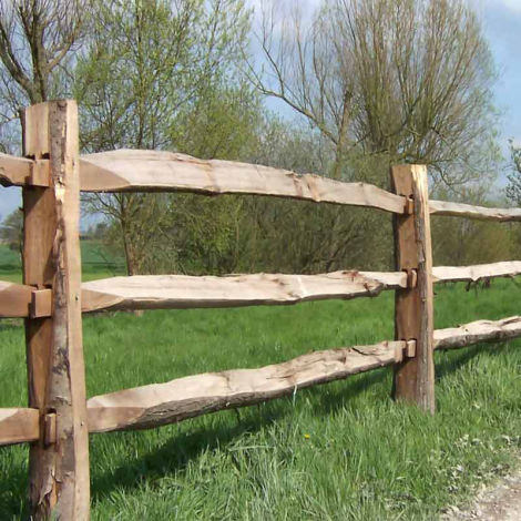 Cleft Split Chestnut Post & Rail Fencing, with 2 or 3 mortice posts