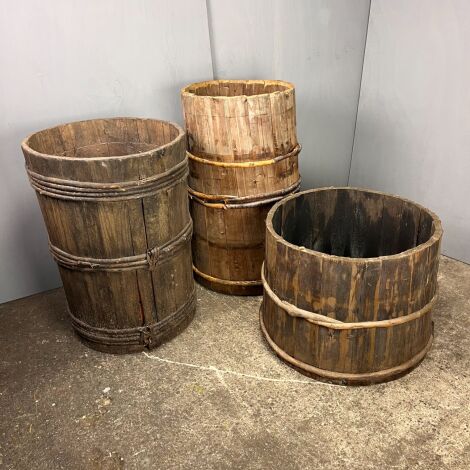 Banded Wooden Tub (x3 available) - RENTAL ONLY