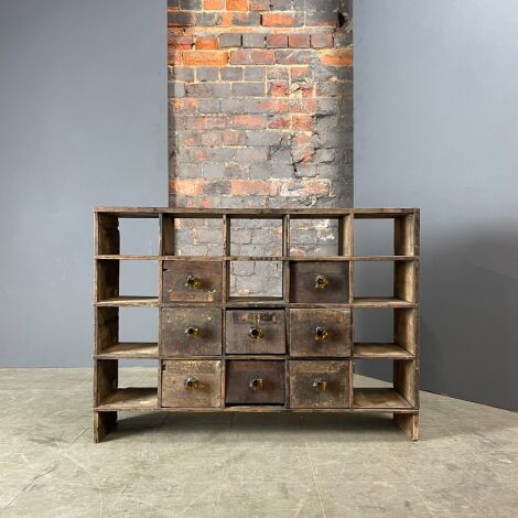 Aged Multi Drawer Shelving Unit - RENTAL ONLY