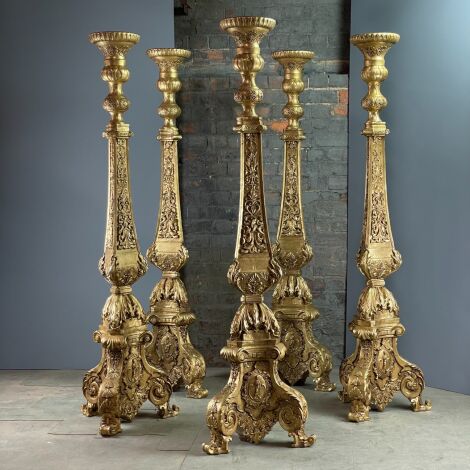 Tall Golden Candle Pedestals (6 available) - RENTAL ONLY